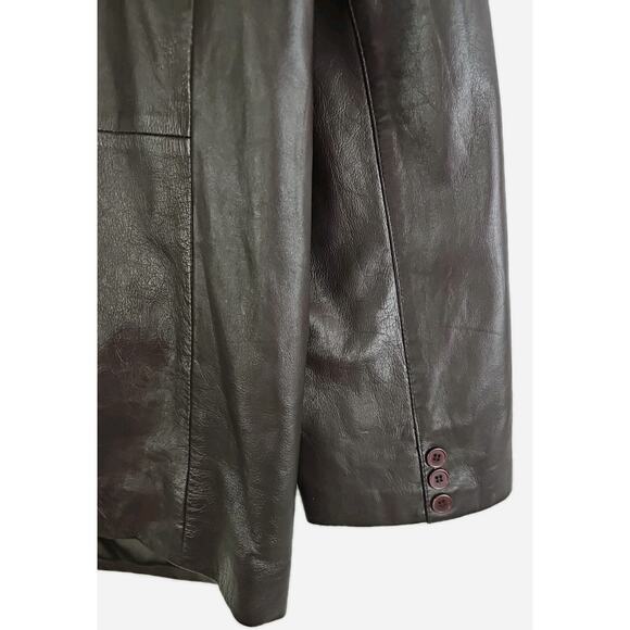 Vintage L. A. Leather California ~Men's Size 46Tall~Brown Soft Mid Length Jacket - Picture 7 of 11